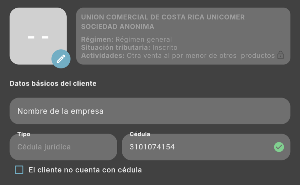 Al escribir la cédula, Facturanza consulta a Hacienda (tema oscuro)