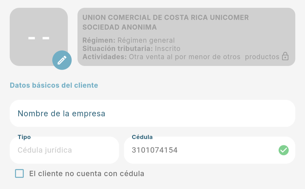 Al escribir la cédula, Facturanza consulta a Hacienda