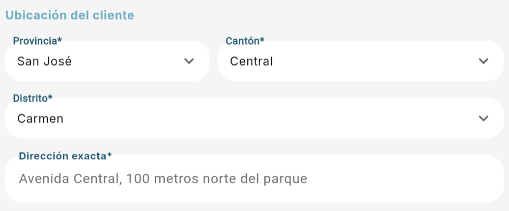 Ubicación del cliente