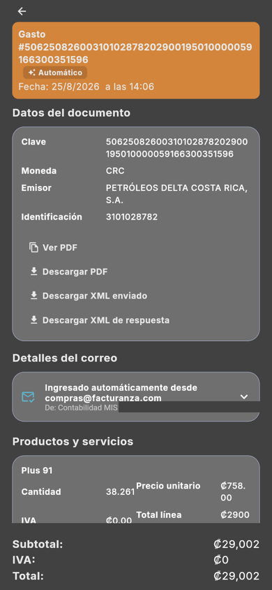 Detalle de una compra - Móvil (tema oscuro)