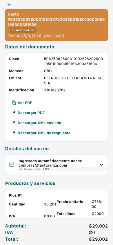 Detalle de una compra - Móvil