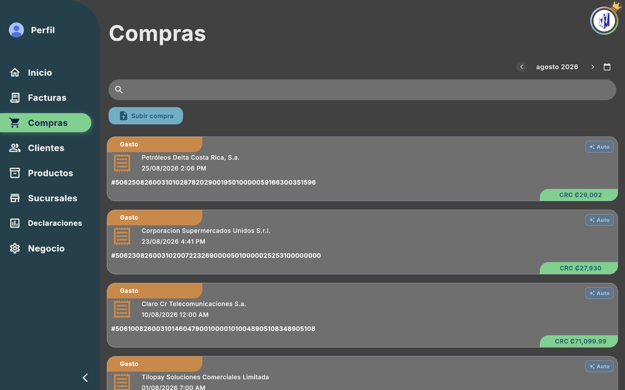 Compras (agosto 2026) - Escritorio (tema oscuro)