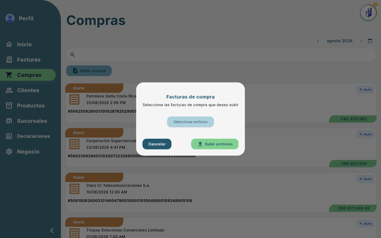 Diálogo Facturas de compra - Escritorio