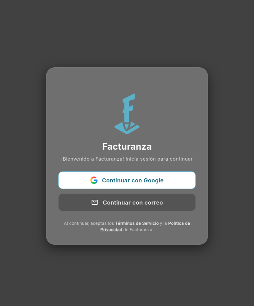 Opciones de inicio de sesión - Tablet (tema oscuro)