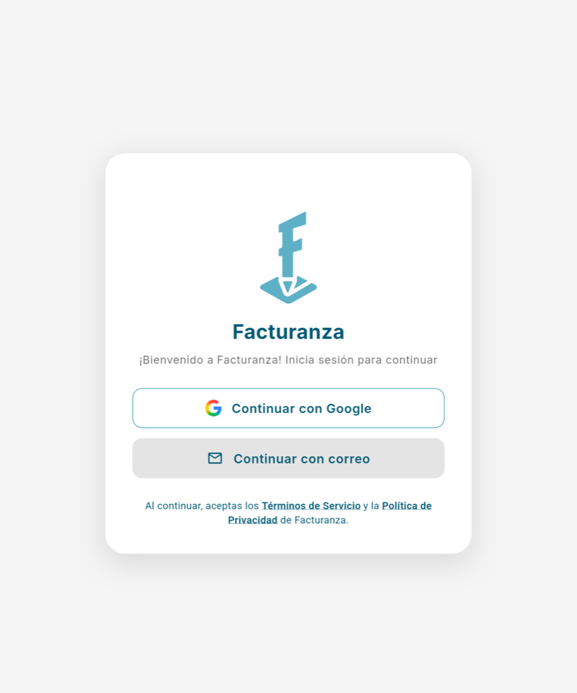 Opciones de inicio de sesión - Tablet