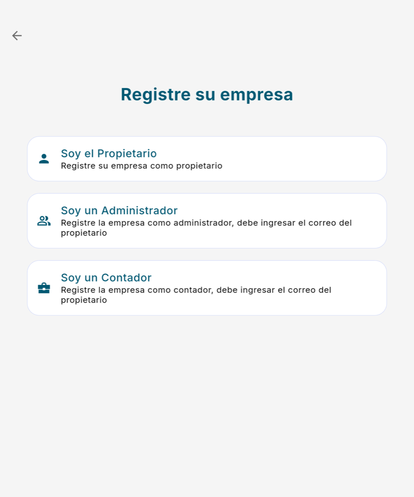 Elige cómo te registras - Tablet
