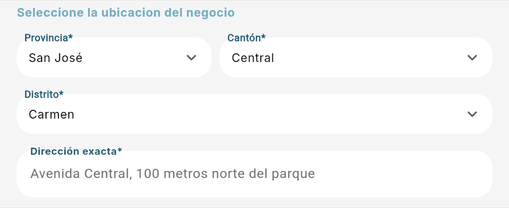 Ubicación del negocio