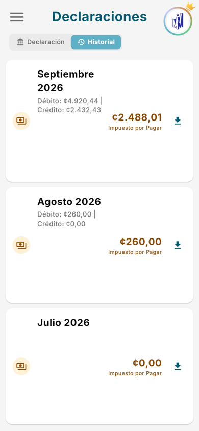Pestaña Historial - Móvil