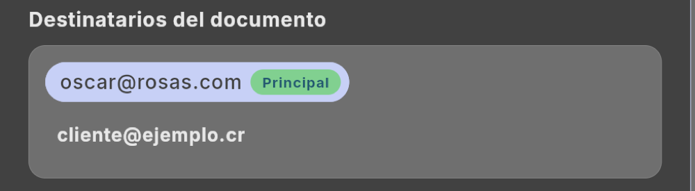 Correos de envío (tema oscuro)
