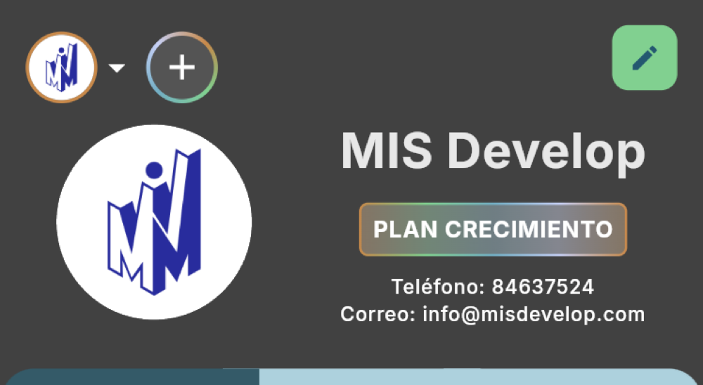 Datos de la empresa (tablet y móvil) (tema oscuro)