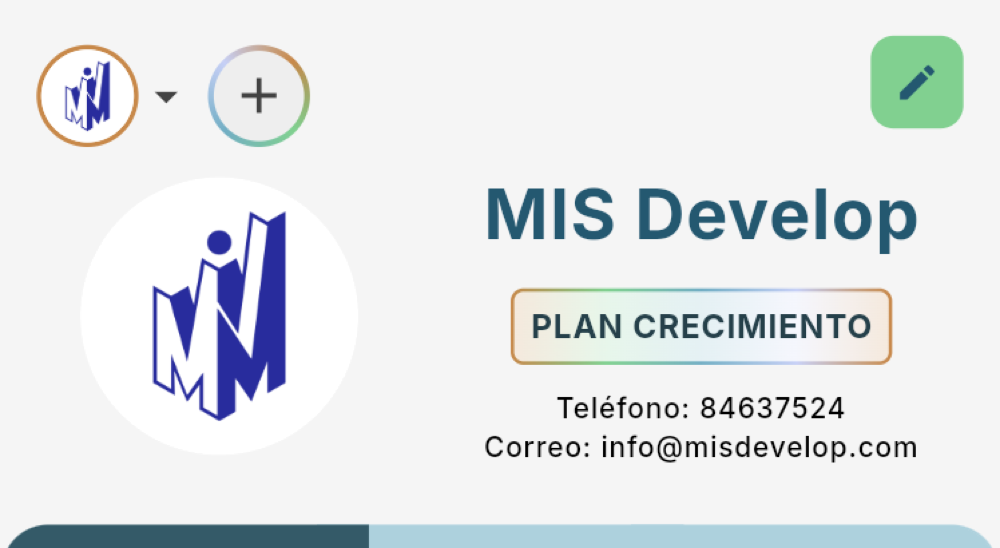 Datos de la empresa (tablet y móvil)