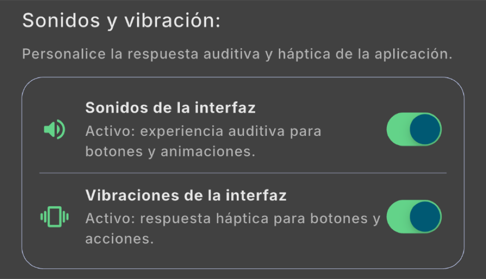 Sonidos y vibración (tema oscuro)