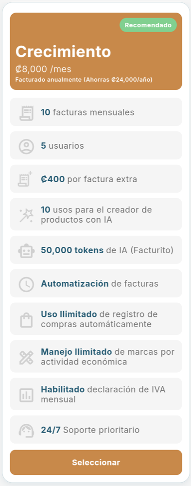 Plan recomendado: Crecimiento