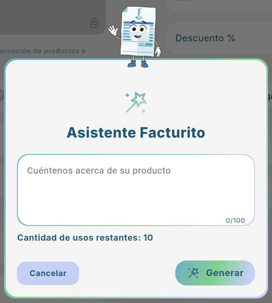 Asistente Facturito: describe tu producto