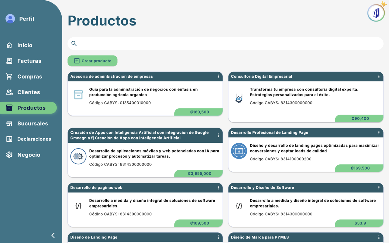 Productos - Escritorio