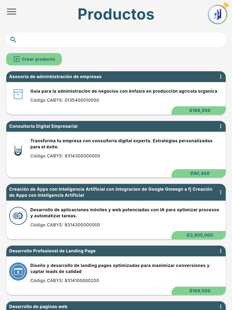 Productos - Tablet