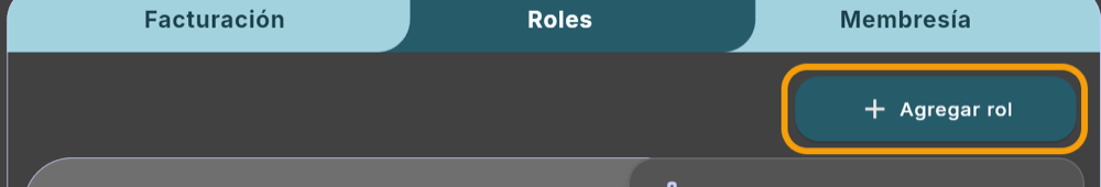 Botón Agregar rol en la pestaña Roles (tema oscuro)