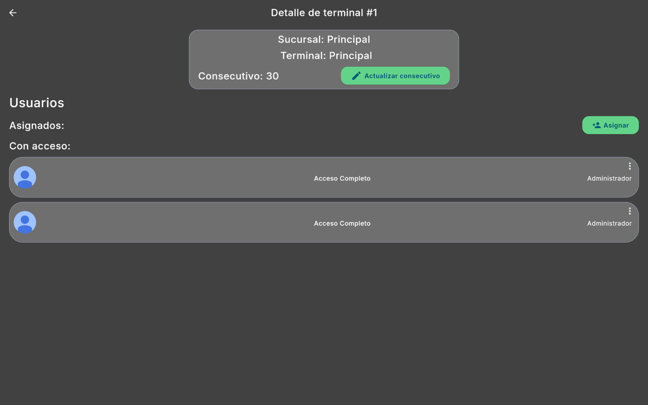 Detalle de una terminal - Escritorio (tema oscuro)